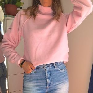 ROOTS PINK FLEECE QUARTER ZIP PASTEL JACKET SOFT